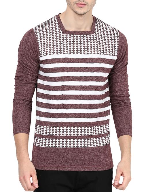 brown striped cotton t-shirt - 12184550 - Very Small Image - 1
