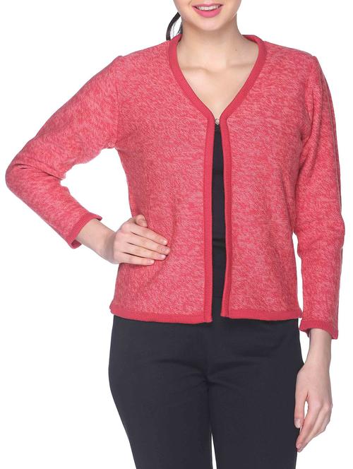 pink acrylic woolen cardigan - 12192479 - Very Small Image - 1
