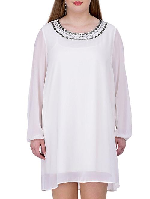 white embellished shift dress - 12197387 - Very Small Image - 1