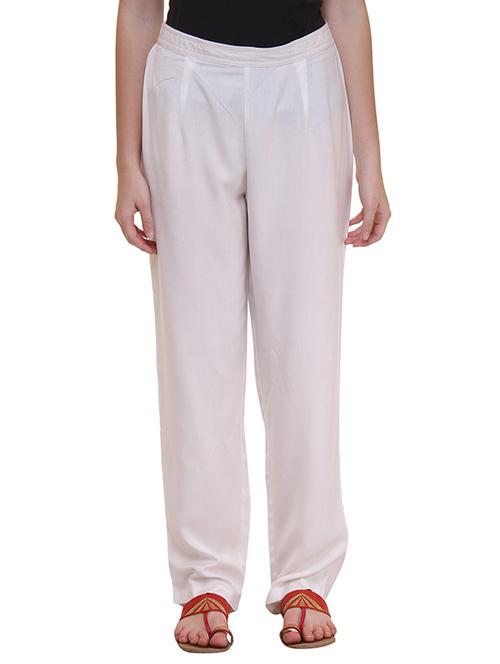 white rayon palazzos - 12205098 - Very Small Image - 1