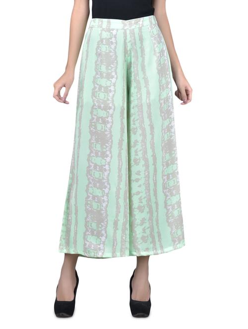 mint printed poly crepe palazzos - 1220564 - Very Small Image - 1