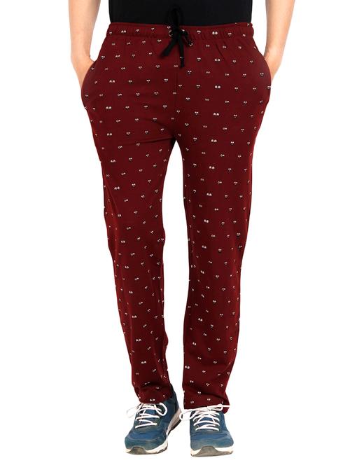 red cotton full length track pant - 12210446 - Very Small Image - 1