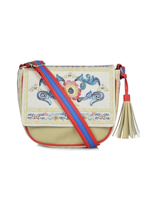 beige floral printed leatherette sling bag - 12220652 - Very Small Image - 1