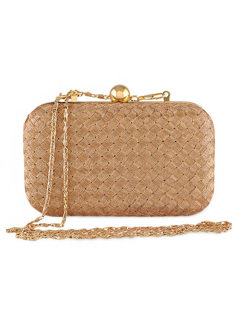 Gold embroidered metallic clutch - 1222125 - Very Small Image - 1