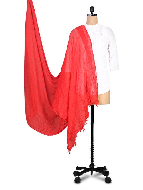 solid red cotton dupatta - 1222699 - Very Small Image - 1
