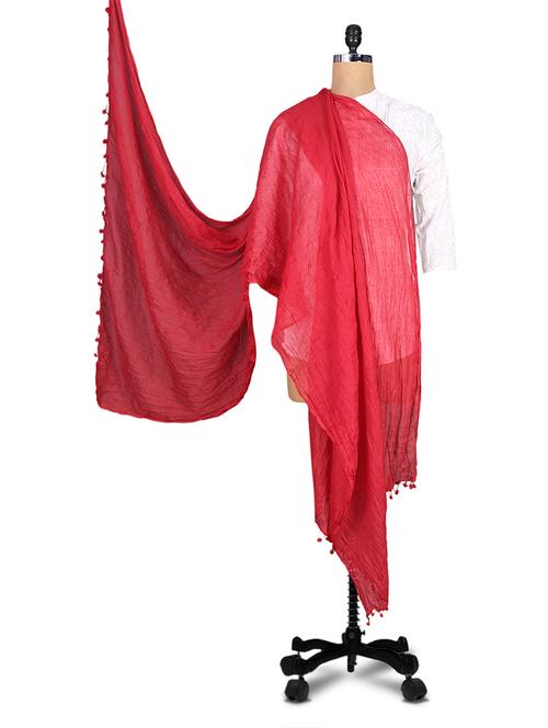 solid maroon cotton dupatta - 1222702 - Very Small Image - 1