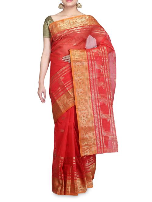 red cotton tant saree - 1222946 - Very Small Image - 1
