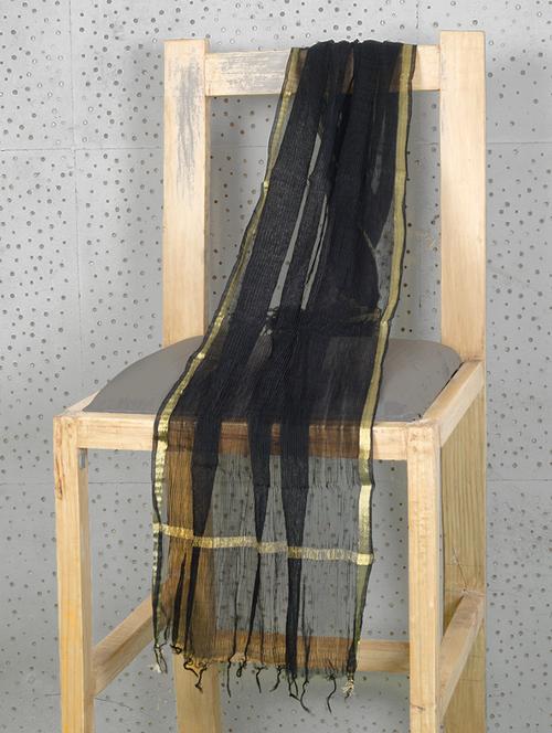 black art silk dupatta with zari border - 1223841 - Very Small Image - 1