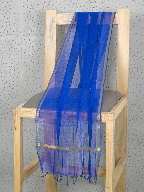 royal blue art silk dupatta with zari border - 1223845 - Very Small Image - 1