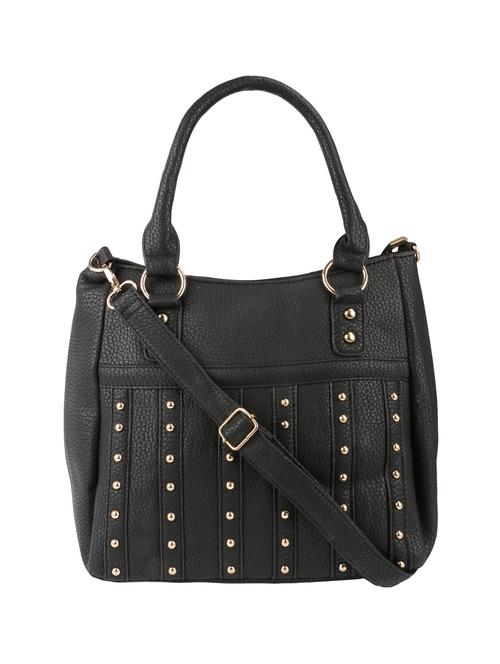 black leatherette studded handbag with sling - 12239886 - Very Small Image - 1