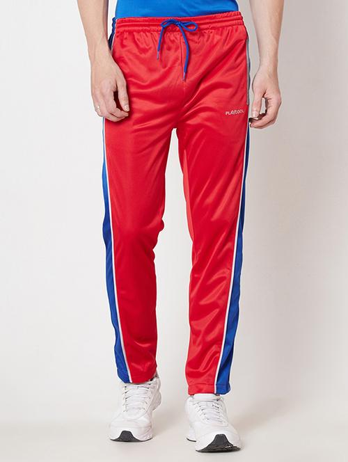 red polyester full length track pant - 12240408 - Very Small Image - 1