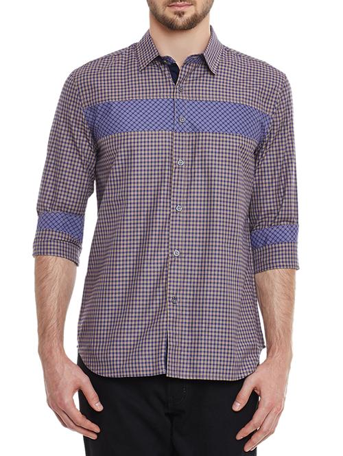 blue cotton casual shirt - 12240419 - Very Small Image - 1