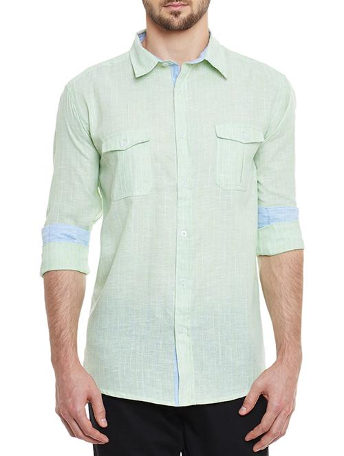 green linen casual shirt - 12240420 - Very Small Image - 1