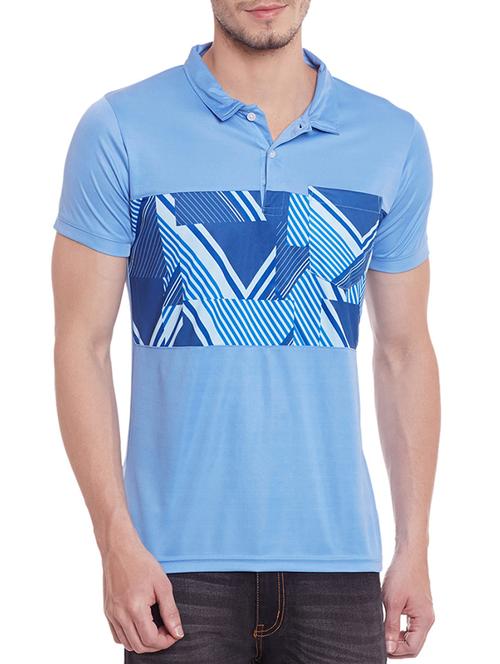 blue striped polyester t-shirt - 12240519 - Very Small Image - 1