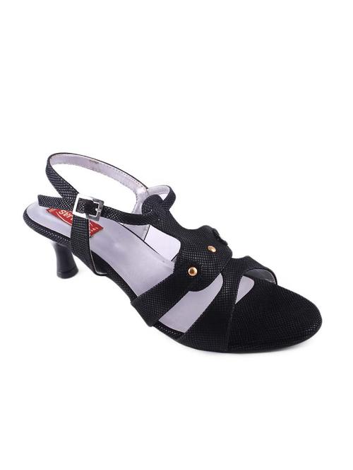 textured black strappy faux leather sandals - 12241071 - Very Small Image - 1