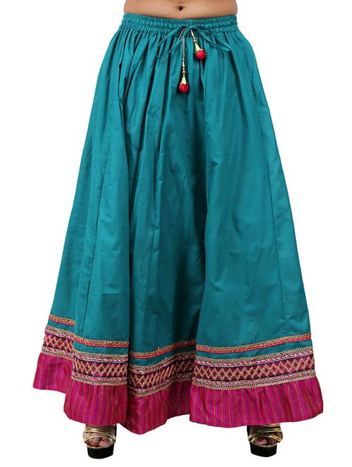 green cotton ethnic long skirt - 12242153 - Very Small Image - 1