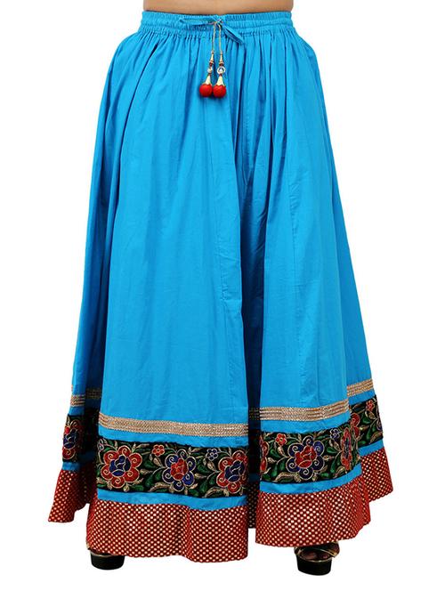 blue cotton ethnic long skirt - 12242155 - Very Small Image - 1