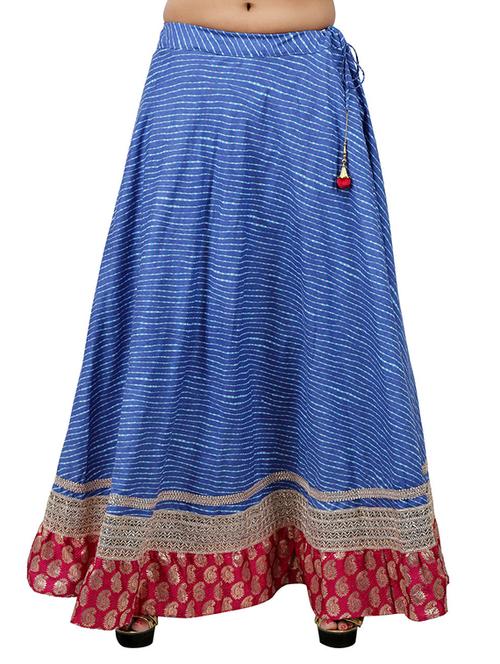 blue cotton ethnic long skirt - 12242162 - Very Small Image - 1