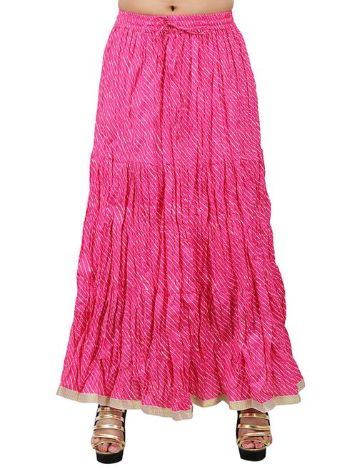 pink cotton ethnic long skirt - 12242169 - Very Small Image - 1