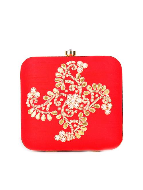 red metal embroidered box clutch - 12242387 - Very Small Image - 1