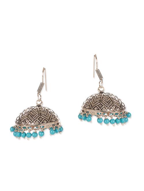 blue metal jhumka earrings - 12243522 - Very Small Image - 1