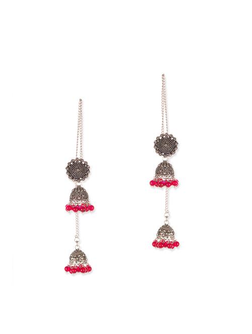 pink metal drop earring - 12243530 - Very Small Image - 1