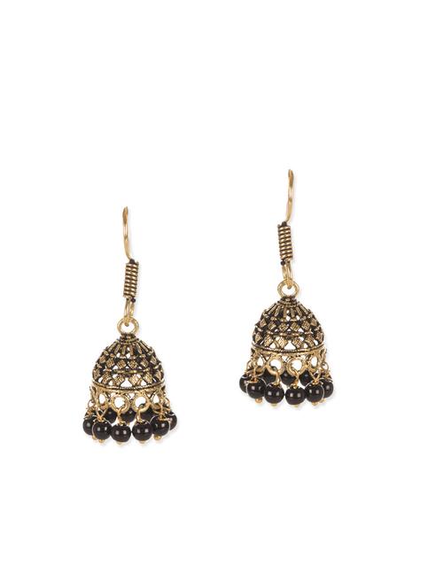 black metal jhumka earrings - 12243535 - Very Small Image - 1