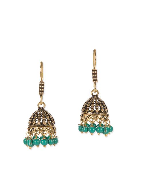 blue metal jhumka earrings - 12243540 - Very Small Image - 1