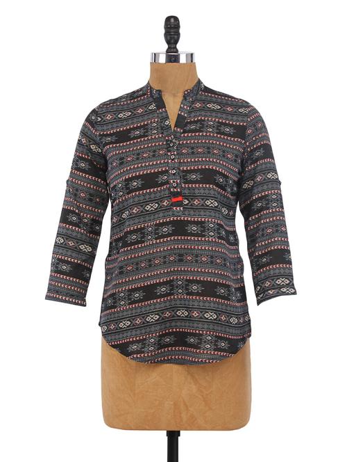 grey cotton printed top - 1224365 - Very Small Image - 1