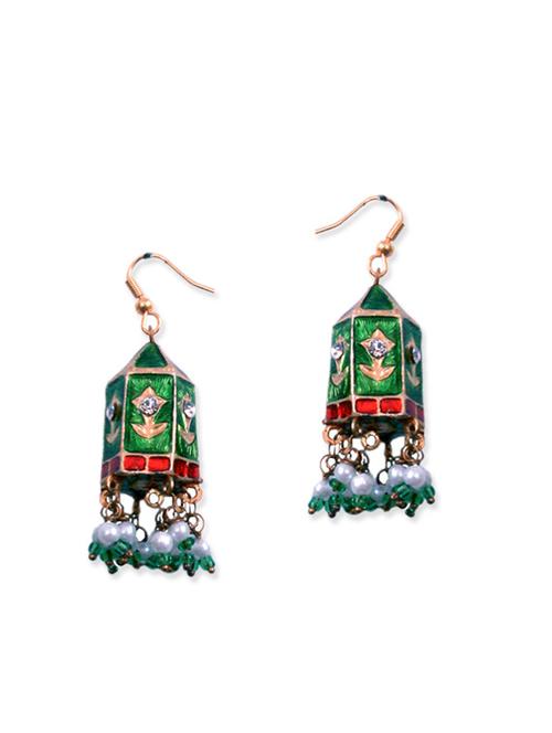 green silver drop earring - 12243816 - Very Small Image - 1