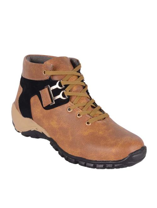 brown synthetic lace up boots - 12245261 - Very Small Image - 1