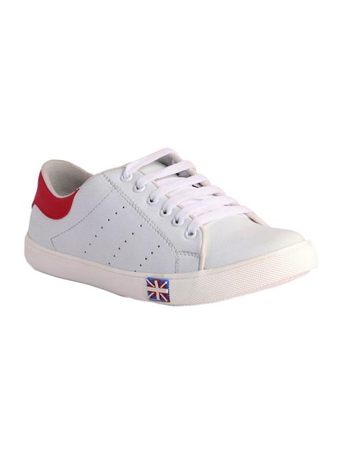 white fabric & synthetic lace up sneakers - 12245480 - Very Small Image - 1