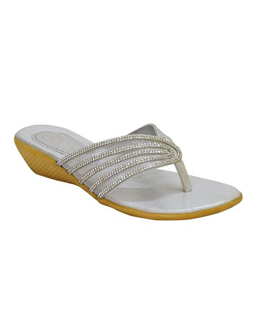 silver pu slip on sandals - 12245575 - Very Small Image - 1