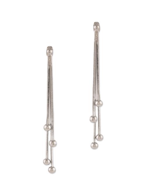 Silver Layered Tassel Earrings - 12248170 - Very Small Image - 1