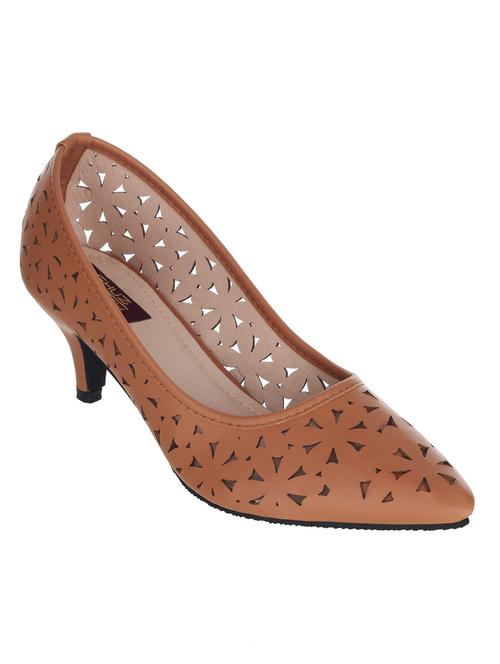 tan synthetic cutwork pump - 12249576 - Very Small Image - 1