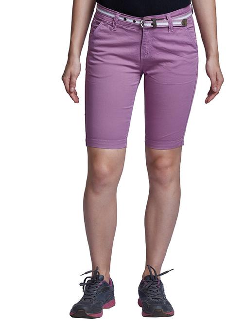 purple cotton regular shorts - 12250671 - Very Small Image - 1