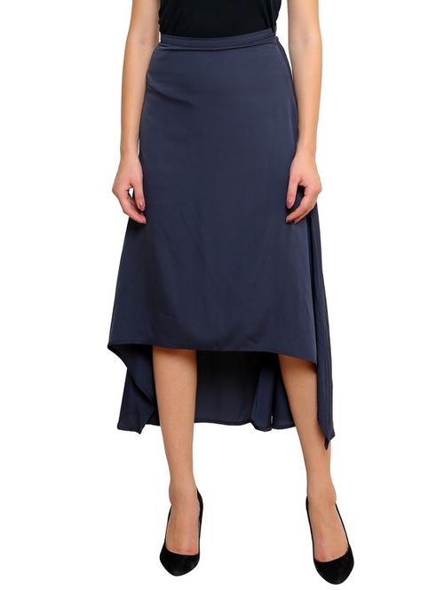 grey crepe asymmetric skirt - 12251013 - Very Small Image - 1