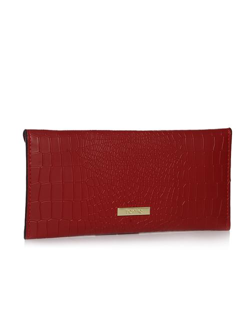 maroon croc textured leatherette clutch - 12251036 - Very Small Image - 1