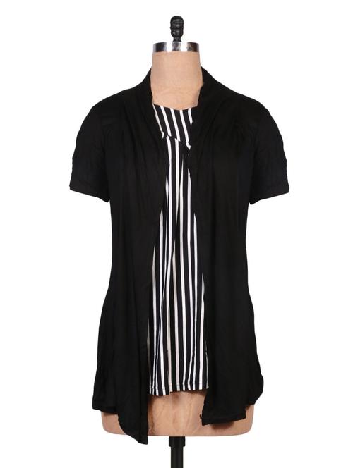 monochrome printed layered georgette top - 1225115 - Very Small Image - 1