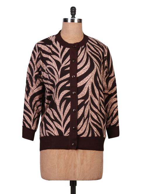 brown and beige printed georgette sweatshirt - 1225129 - Very Small Image - 1