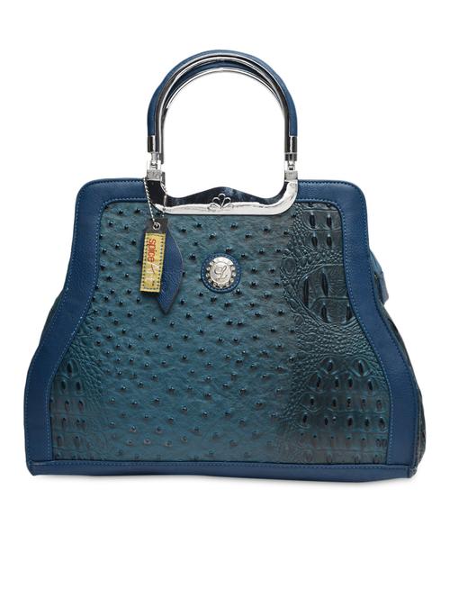 Embossed teal faux leather handbag - 1225231 - Very Small Image - 1