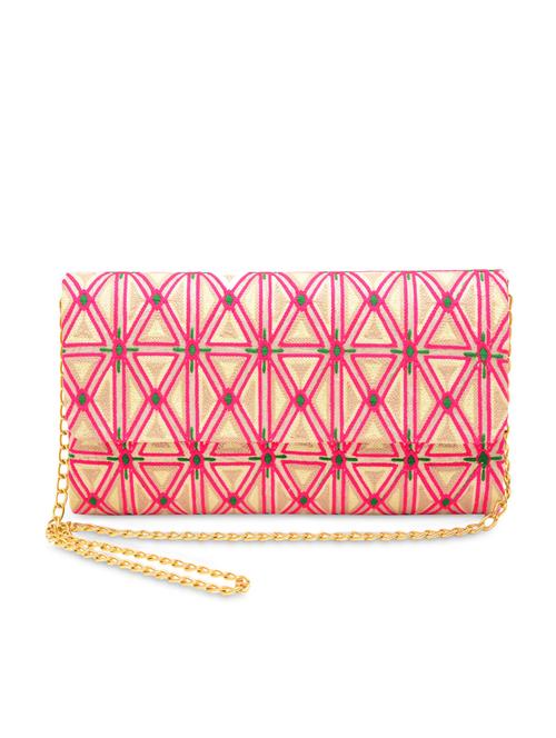 pink, beige faux leather clutch - 1225252 - Very Small Image - 1