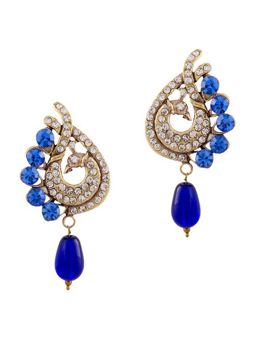 blue brass drop earring - 12252585 - Very Small Image - 1