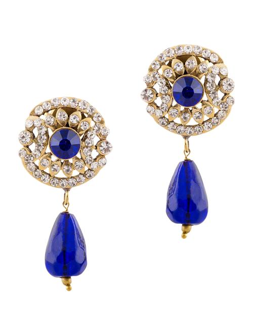 blue brass drop earring - 12252591 - Very Small Image - 1