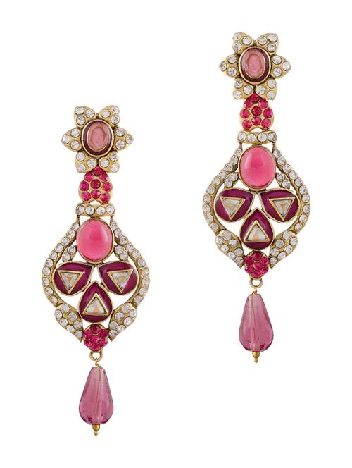 pink brass drop earring - 12252597 - Very Small Image - 1