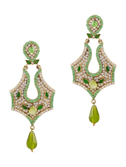 green brass drop earring - 12252599 - Very Small Image - 1
