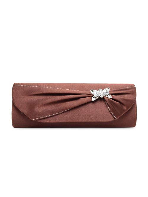 brown Poly Satin Clutch - 1225261 - Very Small Image - 1