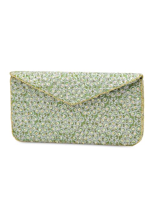 green Dupion Silk Clutch - 1225264 - Very Small Image - 1