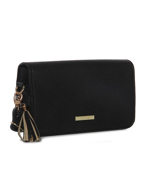 black textured leatherette clutch cum sling - 12252687 - Very Small Image - 1