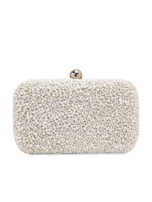 white Silk, Metal Alloy Clutch - 1225274 - Very Small Image - 1